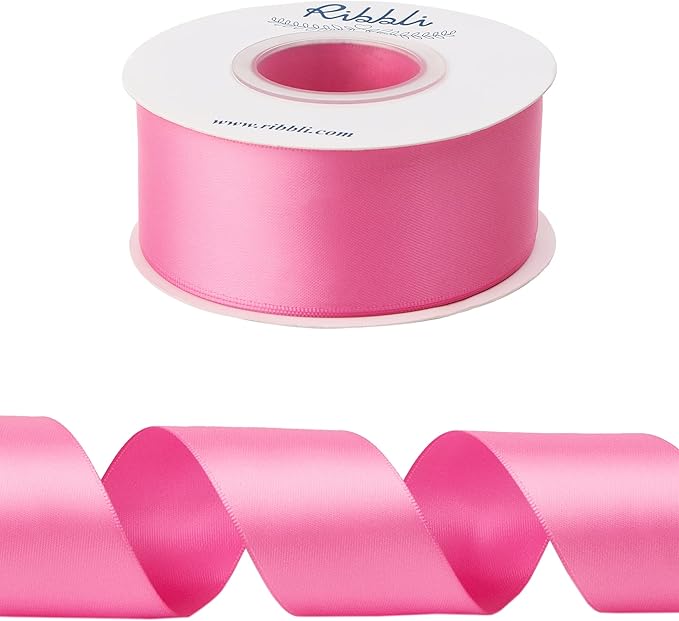 Ribbli Hot Pink Double Faced Satin Ribbon,1-1/2” x Continuous 25 Yards,Use for Bows Bouquet,Gift Wrapping,Floral Arrangement