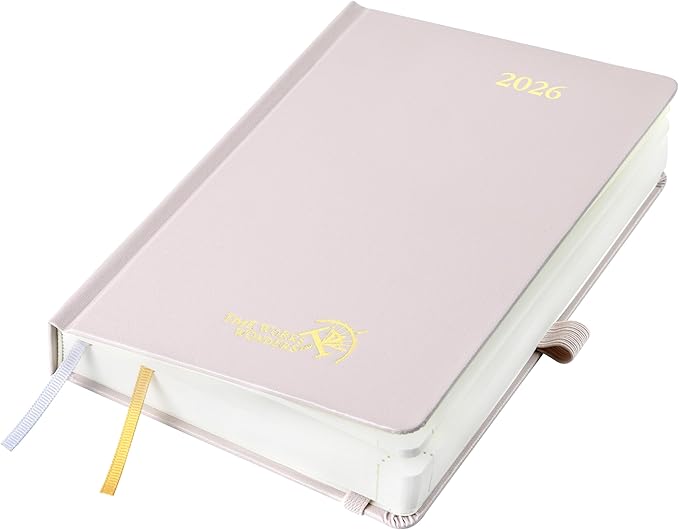 POPRUN 2026 Daily Planner One Page Per Day A5 Size Calendar (5.75" x 8.5") - 12 Months Hourly Appointment Book with Hardcover, Pocket, Pen Holder - Light Pink