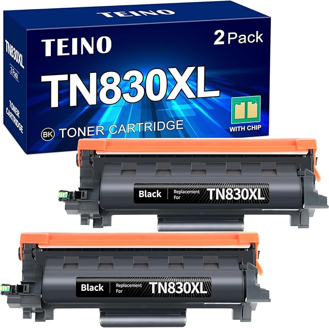 TEINO Compatible TN830XL Toner Cartridge Replacement for Brother TN830XL TN830 XL TN 830 Toner for HL-L2460DW DCP-L2640DW HL-L2420DW HL-L2405W MFC-L2820DW HL-L2480DW HL-L2400D Printer (Black,2 Pack)