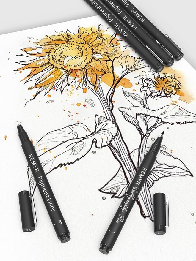 4 Micro Fine liner Drawing Art Pens Calligraphy Pens: S Size Black Art supplies Waterproof Archival Black Ink Markers For Artists,Use for Professional Watercolor,Sketching