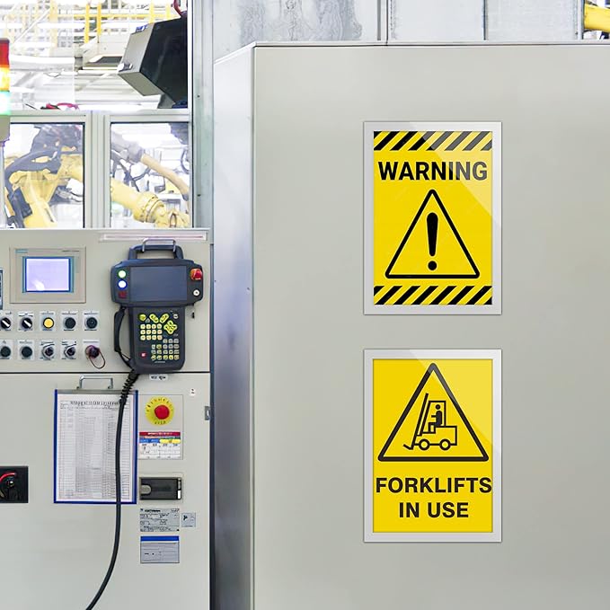 Acrylic Sign Holder 8.5" x 11" Wall Mount, Self Adhesive Magnetic Display Frame with Nano Tape, Plastic Clear Document Frame for Office, Store, School, Home, Wall Picture Frame (Silver, 5Pack)