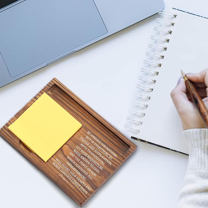 Be Anxious for Nothing Sticky Note Holder, Christian Desk Organizer for Religious Social Worker Therapist Counselor Educators Gift for Office Self-Stick Note Pad Holders EDP109