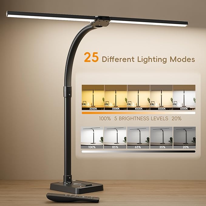 Desk lamp，Led Desk Lamp for Office Home - Eye Caring Architect lamp, 24WDual Screen Computer Monitor Adjustable Smart Desk lamp, Suitable for Home/Office/Bedroom