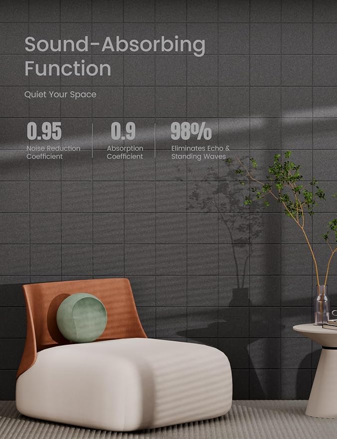 Bumusty Large Cork Board Alternative-36 x24 Felt Bulletin Board Tiles, with 30 Pushpins, 40 Adhesive Tabs, 6-Pack Slat Wall Paneling, Cork Boards for Office Push Pin Board Felt Board-Charcoal Gray