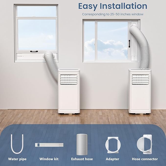 ZAFRO Portable Air Conditioners, 10000 BTU, 3 in 1 Portable AC Unit with Window Kits, Fan & Dehumidifier Modes, Cools up to 450 Sq.Ft, LED Display/Remote Control, 24H Timer for Living Room, Bedroom