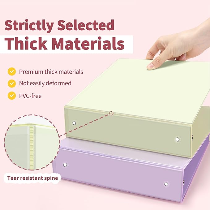 SUNEE 3 Ring Binders 2 Inch 4 Pack, Clear View Binder Three Ring PVC-Free (Fit 8.5x11 Inches) for School or Office Supplies, Assorted Pastel