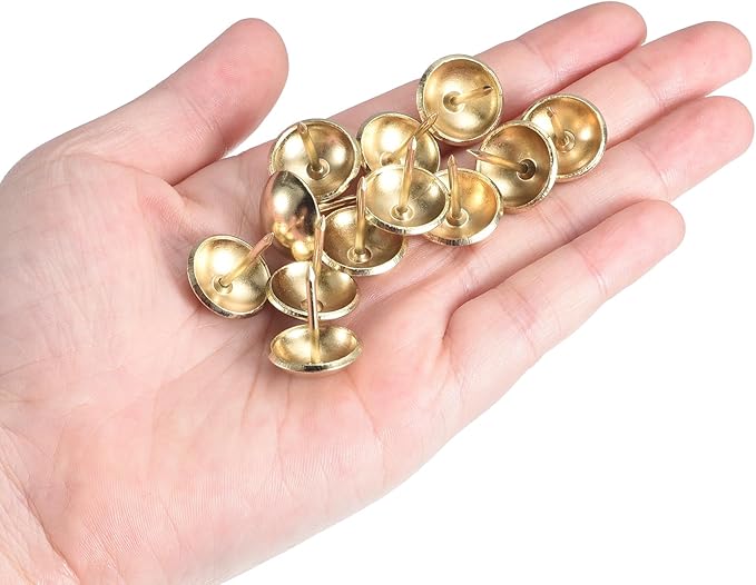 uxcell Upholstery Tack Nail Pins Furniture, 50Pcs 16x20mm Thumb Tack Pins Assortment Kit Carbon Steel for Home Sofa DIY Decorative Nail Heads Nails, Gold