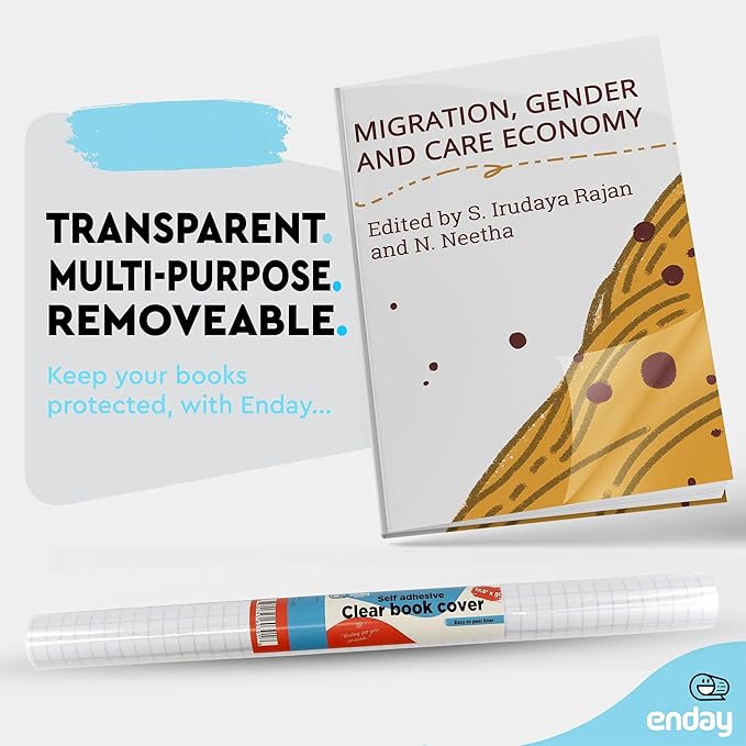 Clear Contact Paper, 17.5” x 5-Feet, Transparent Self Adhesive Book and Textbook Covers for Paperbacks and Hard Covers, Plastic Protective Covering Contact Paper Roll, Acid Free, 12 Rolls – by Enday