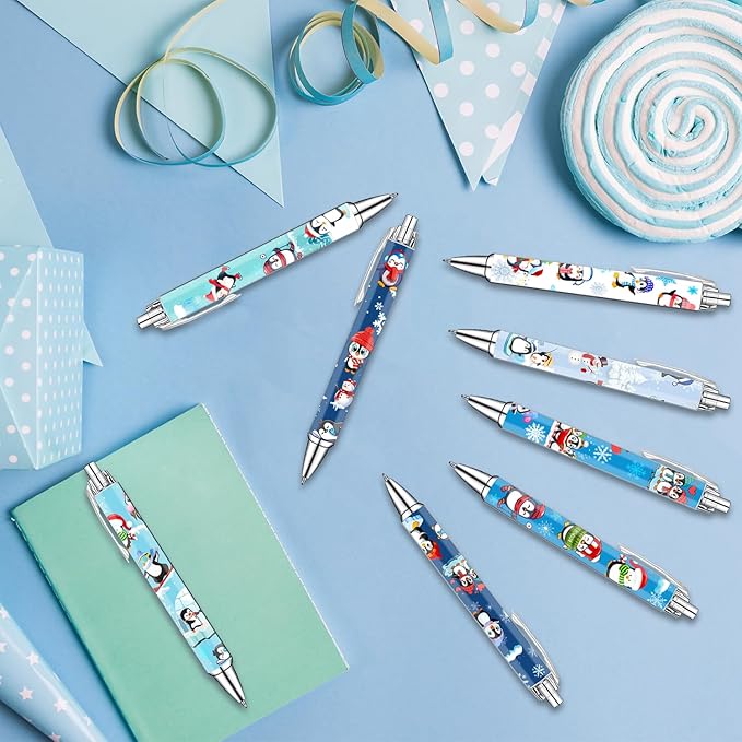 Idealmuzik Penguin Pens Set – Cute Penguin-Themed Gel Pens for Kids, Teachers, and Office Gift Exchange – Funny Penguin Designs – Perfect Stationery Gifts, Party Favors, and Stocking Stuffers, 8 Pack