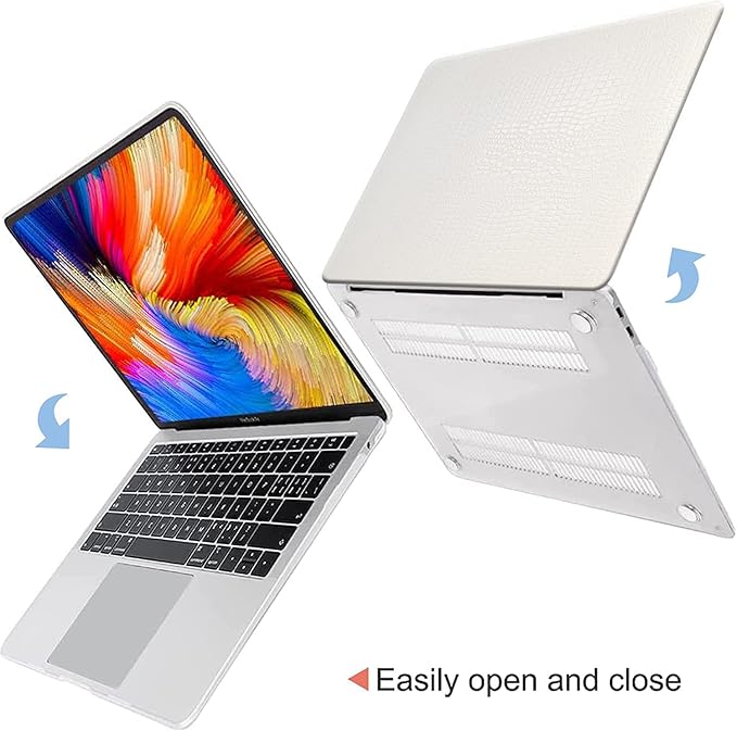 DTangLsm Compatible with MacBook Air 15 inch Case 2025 2024 2023 M4 M3 M2 A3241 A3114 A2941, Crocodile Skin Alligator PU Leather Hard Shell Cover for Mac Book Air 15 M4 Case and Keyboard Cover, White