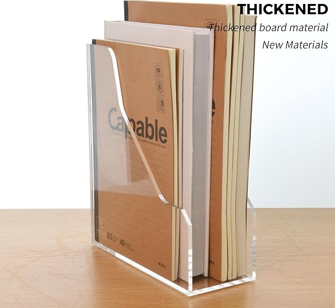 Acrylic Magazine File Holders, Classroom Organization and Storage, Clear Bookend File Sorter, Desktop File Organizer, Magazine Holder Rack for Classroom, Home, and Office