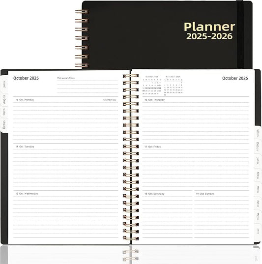 100 Pcs Daily Planner 2025-2026, Jul.2025-Jun.2026, 6.2" x 8.4", 2025 Planner Weekly and Monthly, Calendar Planner 2025 with Tabs & Pocket, Black