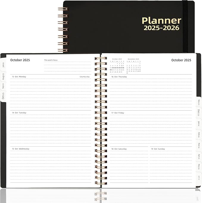 20 Pcs Daily Planner 2025-2026, Jul.2025-Jun.2026, 6.2" x 8.4", 2025 Planner Weekly and Monthly, Calendar Planner 2025 with Tabs & Pocket, Black