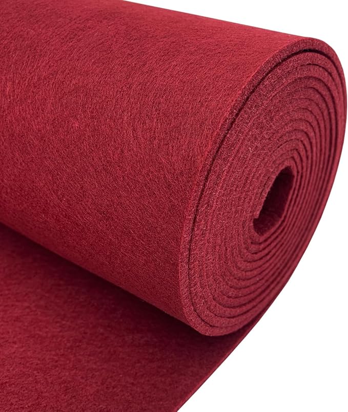 aufodara Felt Fabric 11.8 x 98.4 inch Craft Felt Fabric Roll, Felt 3mm Thick for Felt Table Mats DIY Arts & Crafts Patchwork Sewing Decorations (Burgundy)