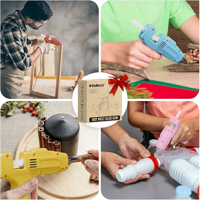 ROMECH 20W Mini Hot Glue Gun with 30 Glue Sticks Set, Fast Preheating Hot Glue Gun Kit Heavy Duty Gluegun for Craft, DIY, Repairs (Yellow)
