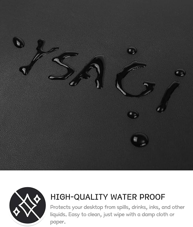 YSAGi Non-Slip Leather Desk Pad XL Size, Waterproof Laptop Computer Desk Keyboard Mat, Table Protector Blotter Mat, Large Mouse Pad for Office/Work/Home/Decor(Black, 47.2" x 23.6")-No Band