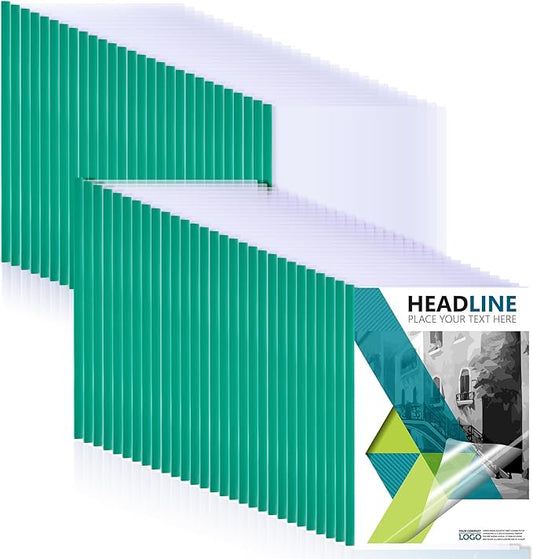 Thenshop 100 Pcs Clear Report Covers with Sliding Bars Sliding Bar File Folder Binder Plastic Report Folder for File Paper Book Resume Letter Office, 30 Sheet Capacity(Green)