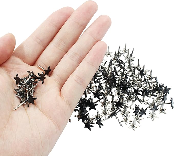 Piutouyar 150 Pcs Star Push Pins, Black Upholstery Tacks Star Shaped Decorative Thumb Tacks Metal Upholstery Pins for Upholstered Furniture Cork Board DIY Projects or Home Decor 11 x 13mm