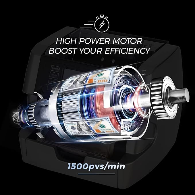 NUCOUN VC-7S Silver Bank Grade Money Counter Machine Mixed Denomination Value Counting Serial Number Multi Currency Enabled 2CIS/UV/IR/MG/MT Counterfeit Detection Cash Bill Value Counter