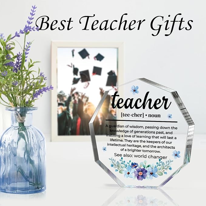 Teacher Gifts for Women Thank You Gifts for Teacher Best Teacher Ever Gifts Back to School Gift for Teacher Graduation Appreciation Birthday Christmas Gift for Teacher Definition Acrylic Decorative Signs Plaques