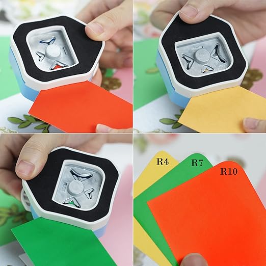 Round Corner Punch, 3 in 1-3 Way Corner Puncher Cutter for Paper Craft (R4mm+R7mm+R10mm) for Cutting Different Corners, DIY Projects, Card Making & Scrapbooking