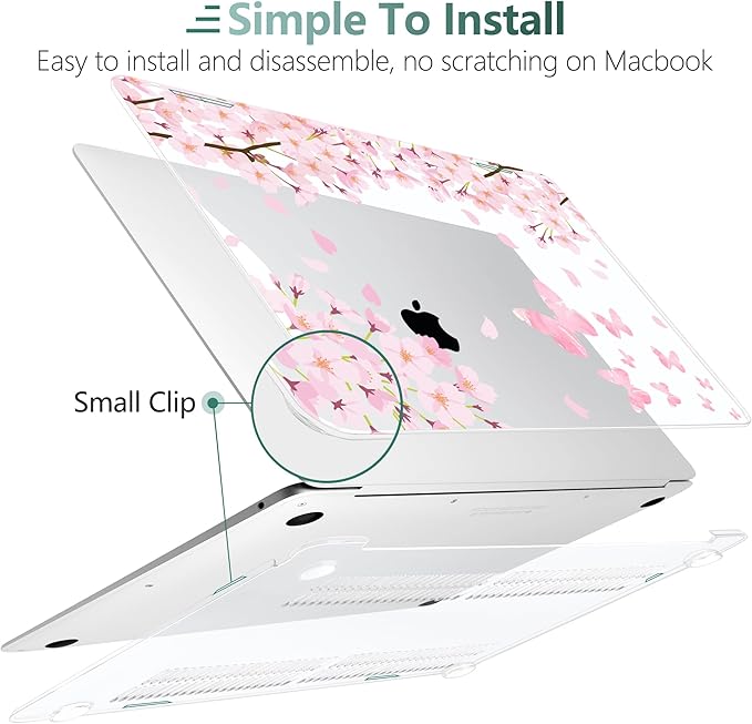 DONGKE Compatible with MacBook Air 13 inch Case 2021 2020 2019 2018 Release A2337 M1 A2179 A1932 with Retina Display & Touch ID, Plastic Hard Shell & Keyboard Cover - Flower Blossoms