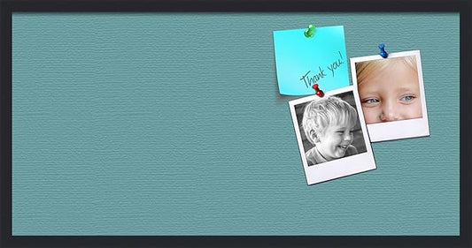 PinPix 36x18 Inch Cork Bulletin Board. This Decorative Framed Pin Board Comes with Aqua Pastel Design and a Satin Black Frame. Ideal for Home Office Decor or Message Board (PinPix-1806)