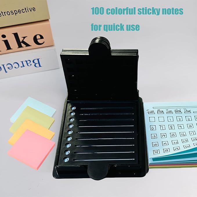 2025 New Sticky Note Stencil, Sticky Note Holder with Five Templates, Suitable for 3x3 Inch Sticky Notes, Perfect for to-Do Lists, Home, Office, Reusable Sticky Notes Dispenser (Black 5 Templates)
