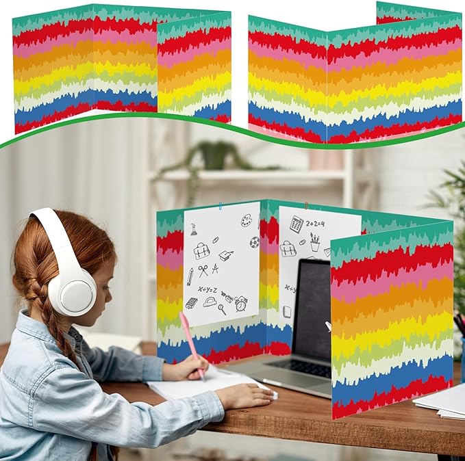 Cinrobiye 24 Pcs Inspirational Privacy Folders Standard for Students Cardboard Shields Test Privacy Boards Motivational Words Desk Dividers Shield for Classroom School Study Supplies (Tie-Dye)