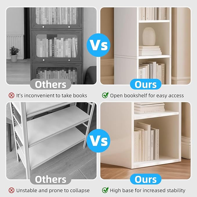 70.9" Wooden Bookshelf, 6-Tier Bookshelf with Open Storage, Corner Bookcase, Display Shelf for Bedroom and Living Room Offices, White