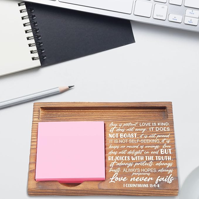 Love is Patient Sticky Note Holder, Christian Desk Organizer for Religious Social Worker Therapist Counselor Educators Gift for Office Self-Stick Note Pad Holders EDP107