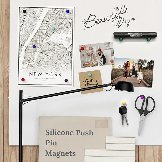 SMART&COOL Silicone Anti Scratch Push Pin Refrigerator Magnets, Thumbtack Magnets for Fridge, Dry Erase Board, Whiteboard, Office, Classroom, School (30 Pack, Multi)