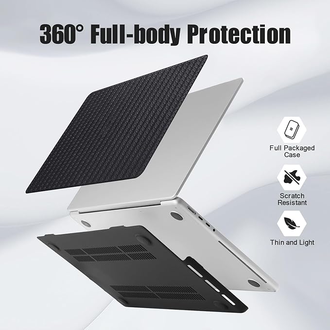 DTangLsm for Woven MacBook Air 13 inch Case M4 2025 2024 2023 2022 A3240 M3 A3113 M2 A2681, Woven Fabric Elegant Texture Leather Hard Shell Cover for MacBook Air 13.6 inch Case & Keyboard Cover, Black