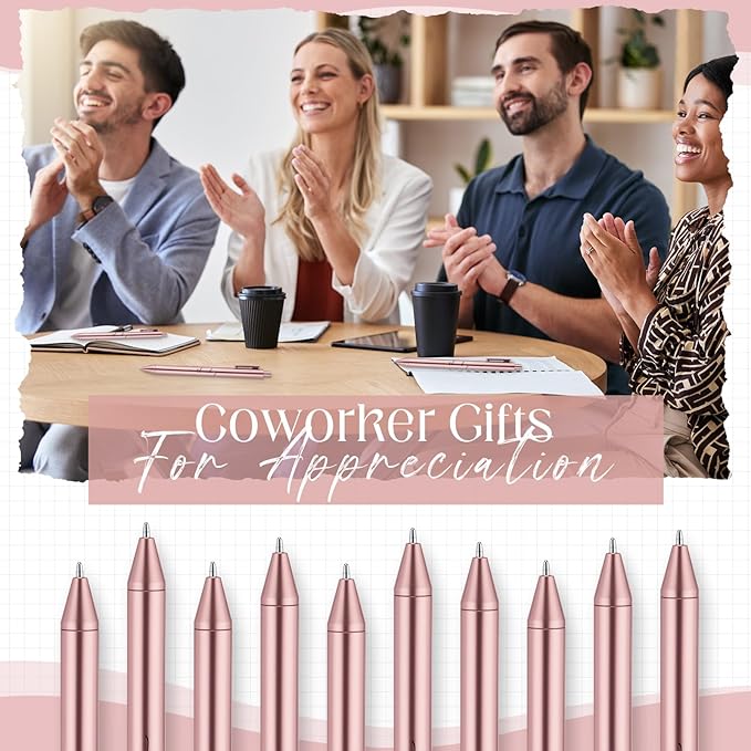 30pcs Thank You Pens Bulk Cute Multicolor Ballpoint Pen for Men Women Server Accessories Employee Holiday Appreciation Gifts for Teacher Office Back to School Party Favor (Rose Gold)