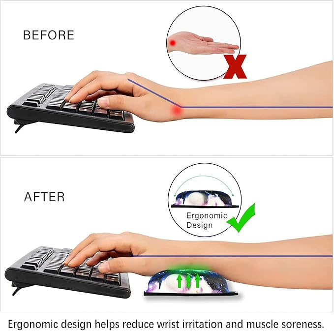 ArtSo Upgraded Wrist Rest Support for Mouse Pad & Keyboard, Ergonomic Gel Mousepad Non-Slip Rubber Base Home,Office Pain Relief & Easy Typing Cushion Neoprene Cloth & Soft Memory Foam, Purple Marble