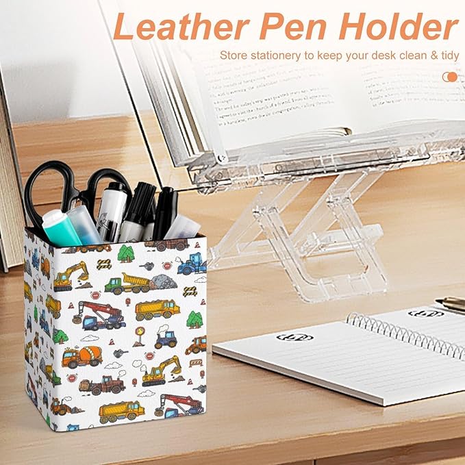 Square Pen Holder & Pencil Organizer for Desk - Office Storage Organizer, Markers/Makeup Brushes/Scissors Holder, Compact Desk Decor Accessories for Home Classroom School(Truck)