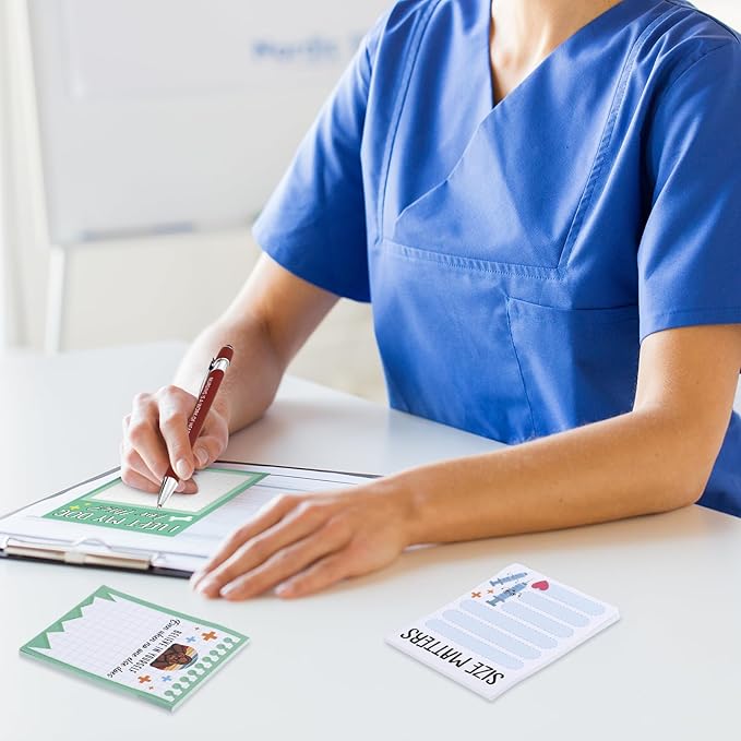 Geyee 24 Pcs Fun Nurse Sticky Notes with Funny Pens Fun Notepads for Adults Coworkers Nurse 3 x 4 Inch to Do List Notepads with Sayings Pen for Lab Week Gifts Teacher Office Supplies