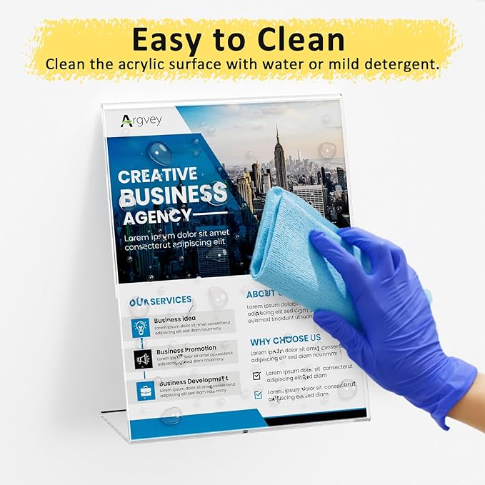 8 Pack Acrylic Sign Holder, Clear 8.5 x 11 Inch Slant Back Vertical Sign Holder, Tabletop Plastic Paper Picture Frame Flyer Document Display Stand for Home, Office, Restaurants, and Stores