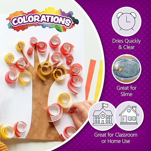 Colorations Washable Clear Glue, 2 Gallons, Dries Clear, Gluing, Crafts, School Supplies, Office, Home, Classroom, Projects, Washable School Glue, Non Toxic