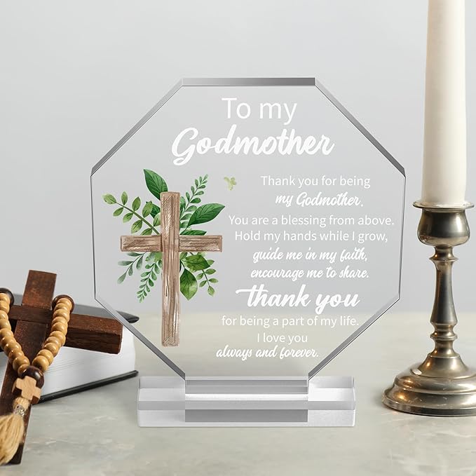 Yopyame Acrylic Gift for Godmother - Godmother Gifts from Godchild for Women Thank You for Being My Godmothers Acrylic Plaque Office Table Decor Birthday Christmas Keepsake Paperweight for Godmothers