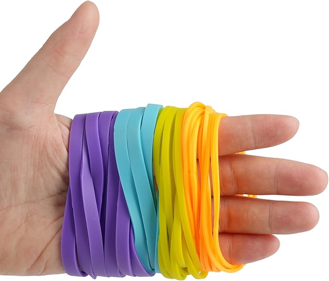 LotFancy Rubber Bands, 1/2 Pound Assorted Size #64#33#19 Colored Rubber Bands Office Supplies