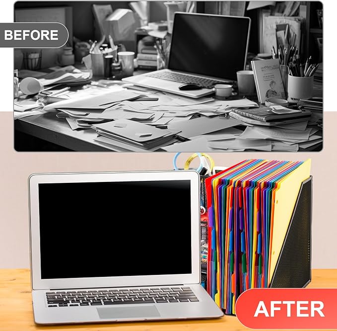 Honoson 30 Pcs Plastic Folders with Clear Front Pocket 3 Hole Punched Folders for 3 Ring Binder 1/6 Cut Tabs for Office Classroom (Bright Colors)