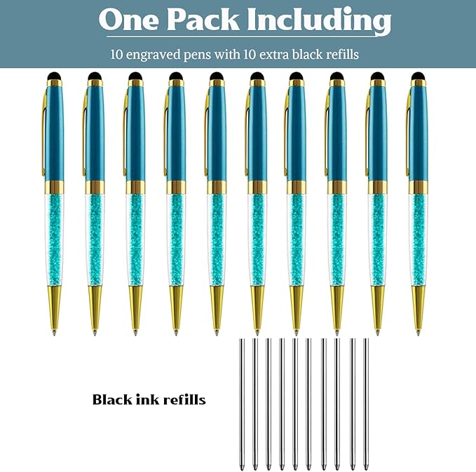 Ancolo Personalized Gift Pens - Ballpoint Pen with Stylus Tip Stylish Pens, Premium Crystal Diamond Pen, Engraved Your Logo or Slogan Perfect for Graduate Lawyer/Professor 10PCS/ Pack