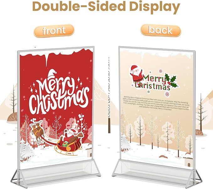 8.5X11 Sliver Frames Double-Sided Acrylic Sign Holder Sliver Picture Frames Flyer Holder for Menu Holder Wedding Table Number Holder Photo Frames with Glue Dots Double Sided Removable-3 Pack