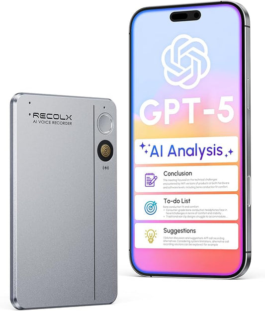 AI Voice Recorder, App Control, Transcribe & Summarize with 71 Pro Templates, Deep AI Analysis, Record Anytime Anywhere for Meetings, Work, Lectures, 112 Languages,Grey