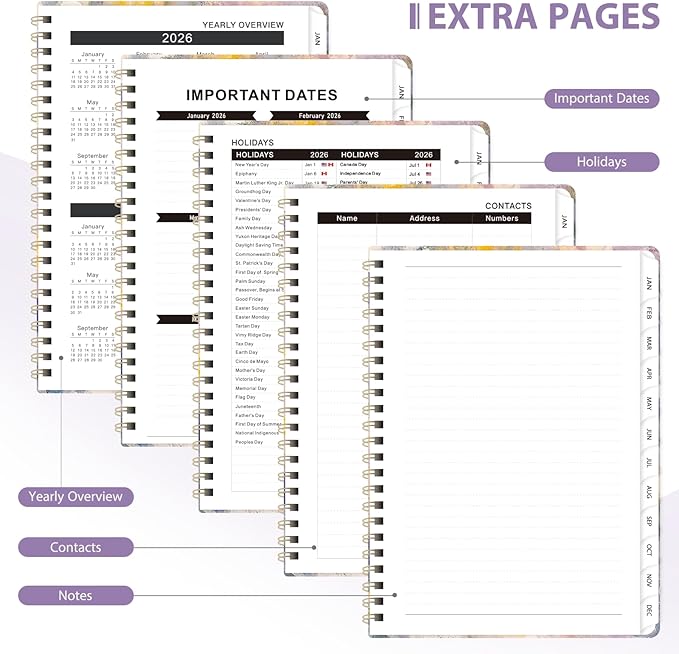 2026 Planner, Weekly and Monthly Calendar Agenda Book, Jan 2026 - Dec 2026, Hardcover Planning Academic Planner for Office School Supplies and Desk Accessories - Letter Size (8.5'' x 11'')