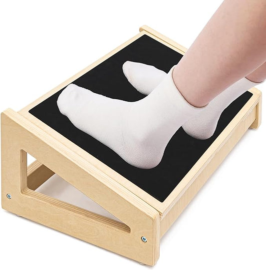 WOOD CITY Foot Rest for Under Desk at Work, 3 Heights Adjustable Footrest with Silicone Surface, 2 in 1 Foot Stool Improve Posture, Reduce Fatigue & Pain, Ideal for Home/Office/Gaming (Natural)