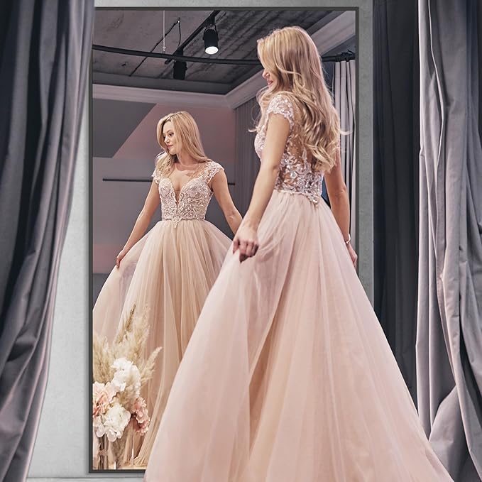 MELOMOIR 76"x44" Oversized Floor Mirror Freestanding, Oversized Mirror Full Length for Bedroom Living Room Dressing Room Gym Yoga Hair Salon, Black Mirror Full Length with Shatterproof Tempered Glass