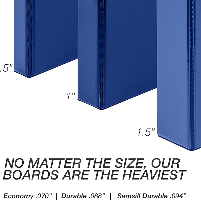 Samsill Durable 0.5 Inch Binder, Made in USA, D Ring Binder, FSC 100% Recycled Chipboard, Blue, 4 Pack