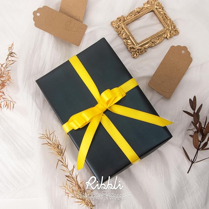 Ribbli Maize Yellow Double Faced Satin Ribbon,1/2 Inch x Continuous 25 Yards,Use for Craft Bows Bouquet, Gift Wrapping, Wedding Decoration, Floral Arrangement